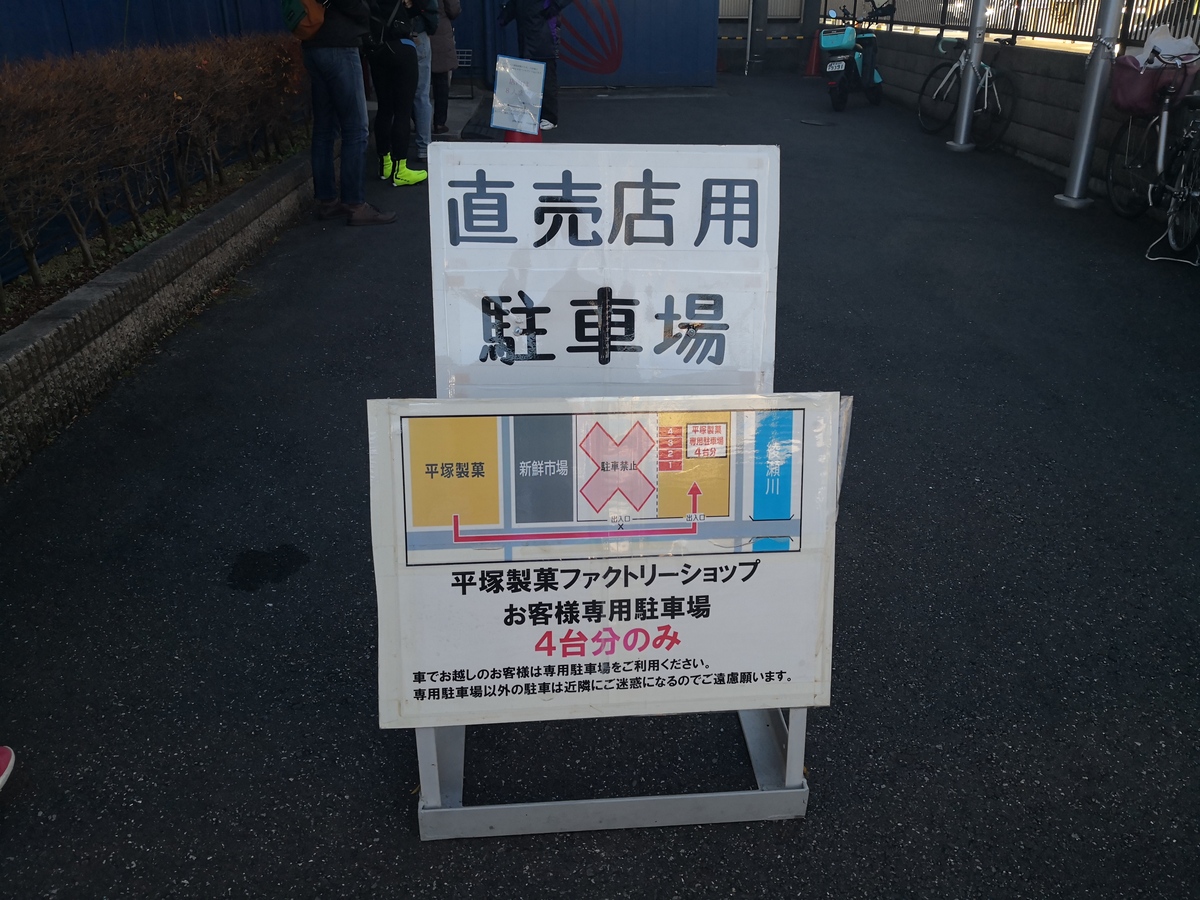 平塚製菓工場直売店には、専用駐車場があるので車での来店も可能